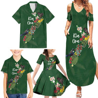 Kia Ora New Zealand Floral Personalized Family Matching Summer Maxi Dress and Hawaiian Shirt Sage Green LT7 - Polynesian Pride