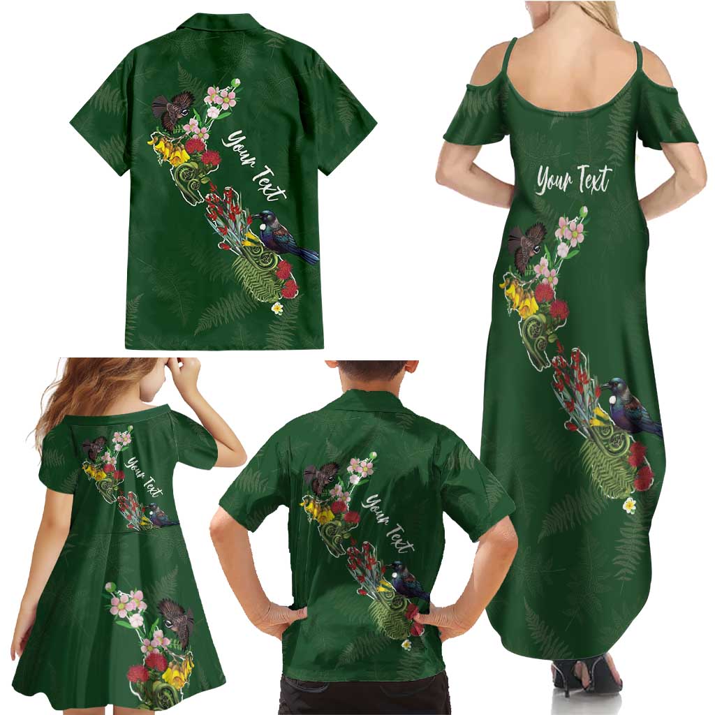 Kia Ora New Zealand Floral Personalized Family Matching Summer Maxi Dress and Hawaiian Shirt Sage Green LT7 - Polynesian Pride