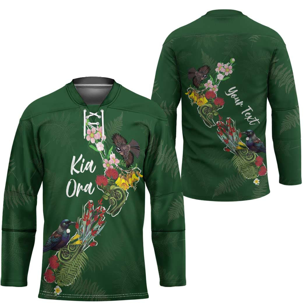 Kia Ora New Zealand Floral Personalized Hockey Jersey Sage Green - Polynesian Pride