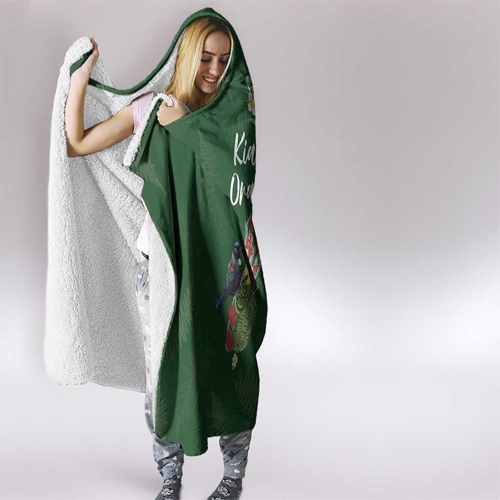 Kia Ora New Zealand Floral Hooded Blanket Sage Green - Polynesian Pride