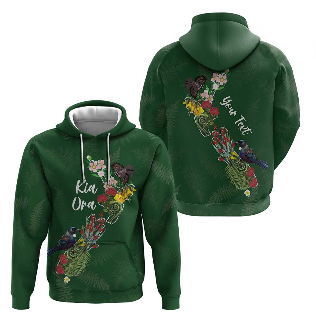 Kia Ora New Zealand Floral Personalized Hoodie Sage Green LT7 - Polynesian Pride
