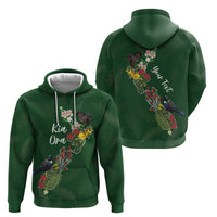 Kia Ora New Zealand Floral Personalized Hoodie Sage Green LT7 - Polynesian Pride