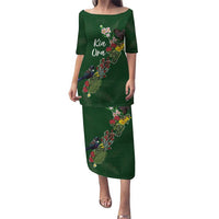 Kia Ora New Zealand Floral Personalized Puletasi Sage Green LT7 Long Dress Sage Green - Polynesian Pride