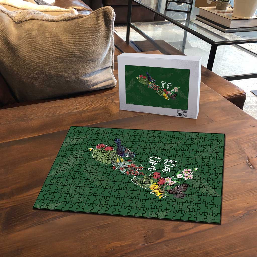 Kia Ora New Zealand Floral Puzzle Sage Green - Polynesian Pride