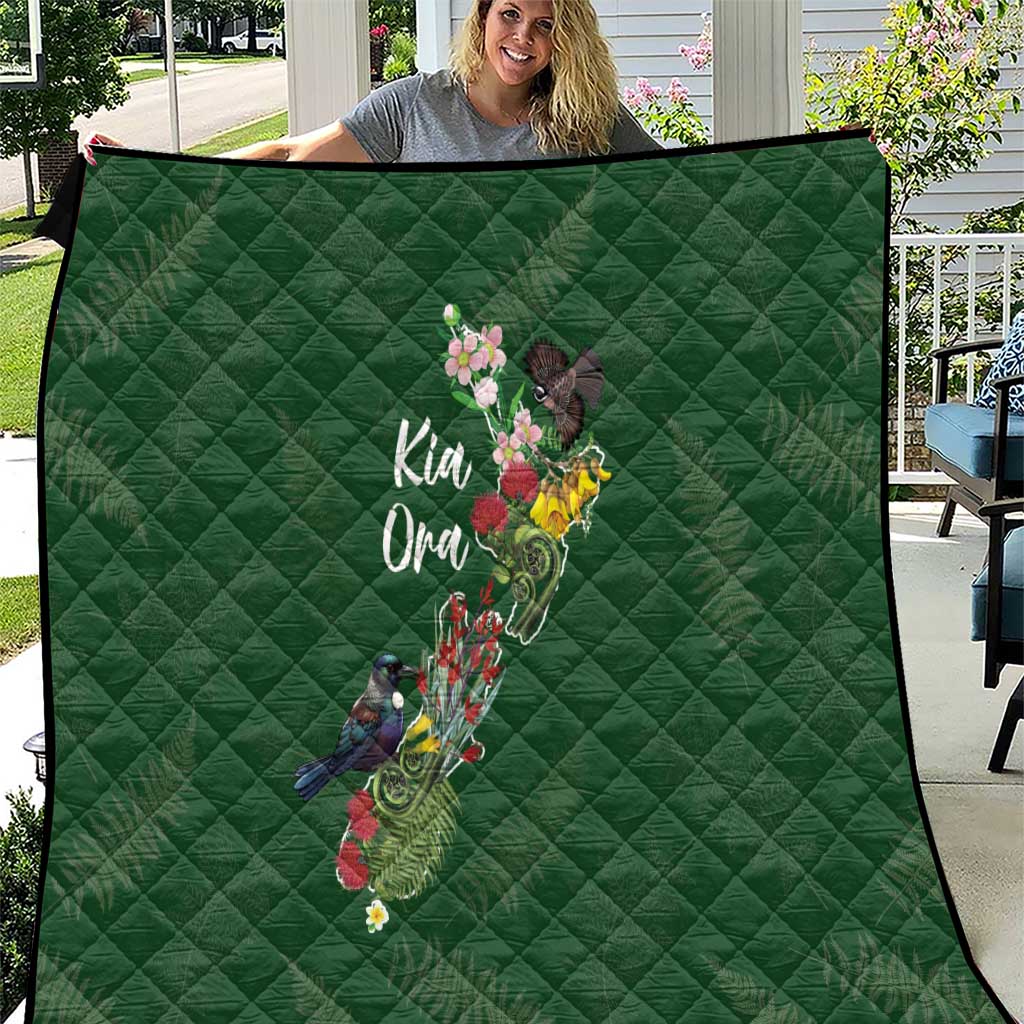 Kia Ora New Zealand Floral Quilt Sage Green LT7 Sage Green - Polynesian Pride