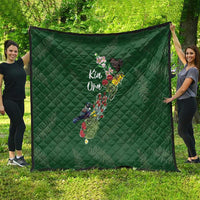 Kia Ora New Zealand Floral Quilt Sage Green LT7 - Polynesian Pride