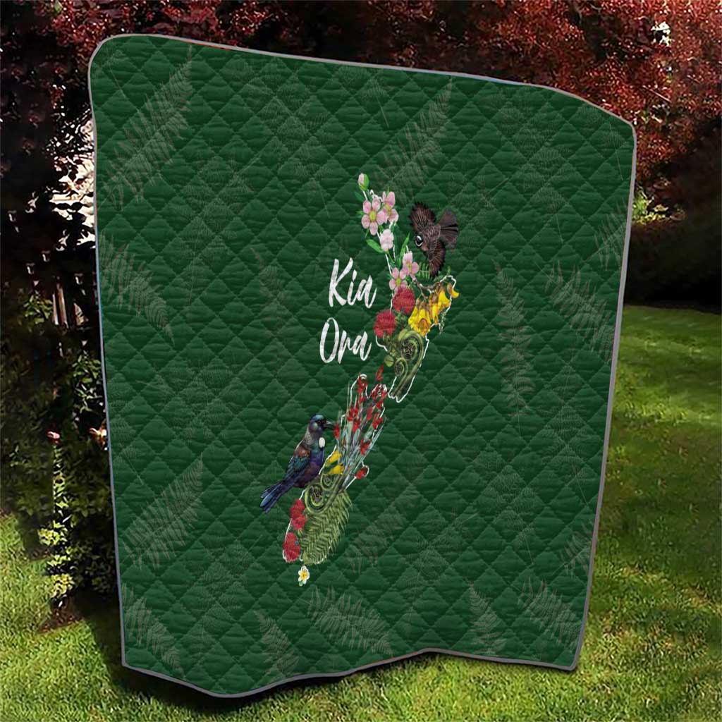 Kia Ora New Zealand Floral Quilt Sage Green LT7 - Polynesian Pride