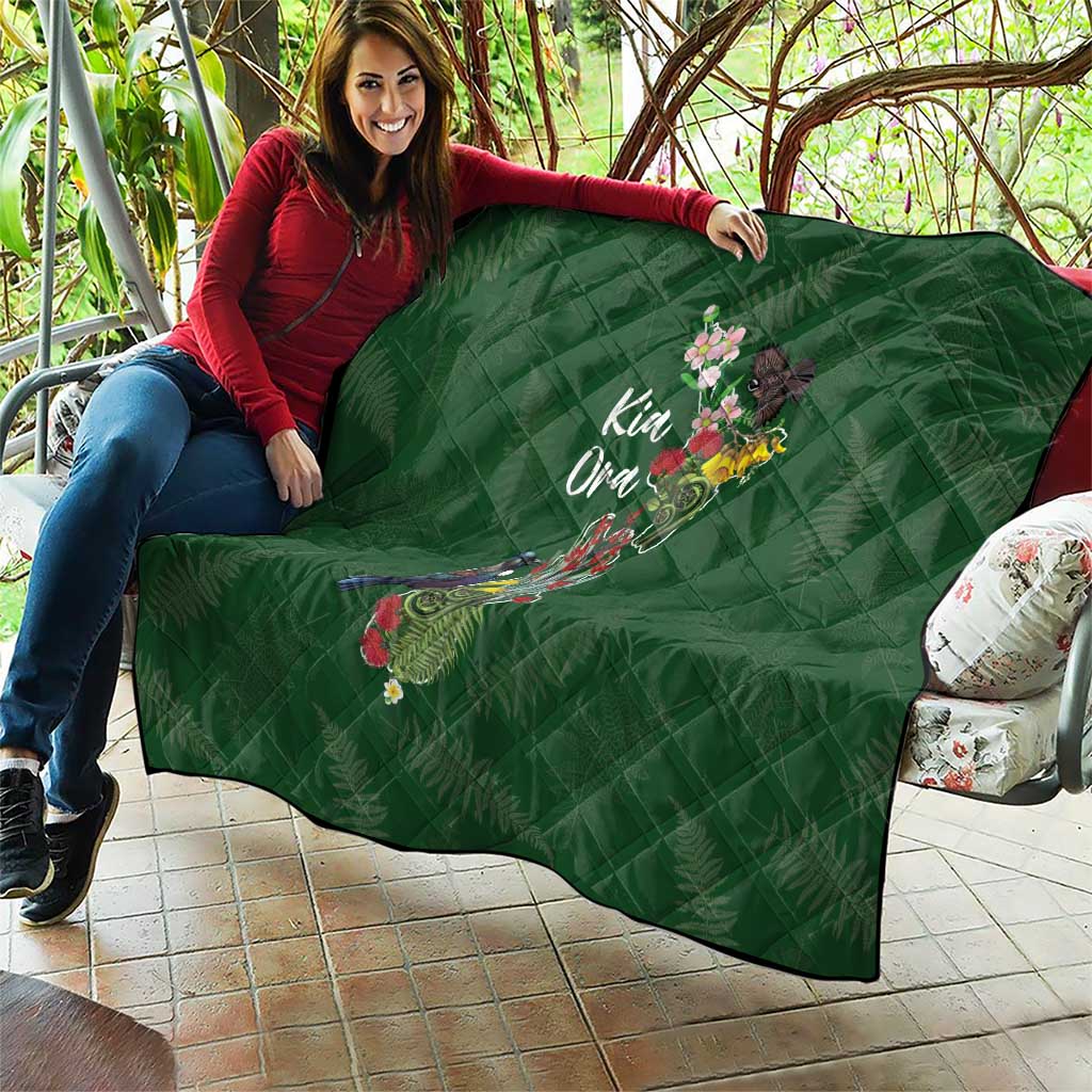 Kia Ora New Zealand Floral Quilt Sage Green LT7 - Polynesian Pride