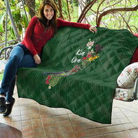 Kia Ora New Zealand Floral Quilt Sage Green LT7 - Polynesian Pride