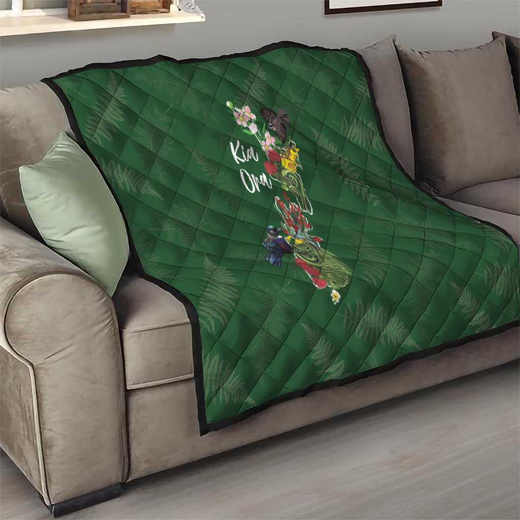 Kia Ora New Zealand Floral Quilt Sage Green LT7 - Polynesian Pride