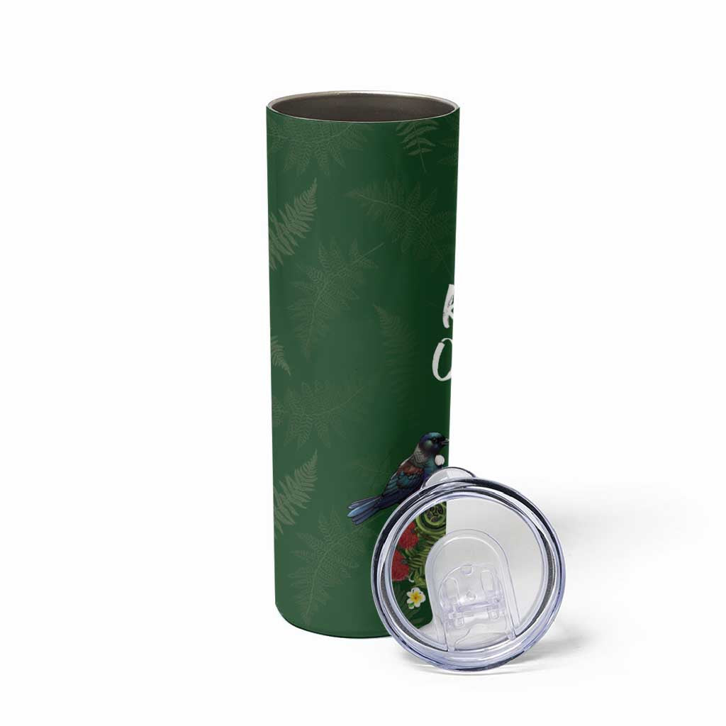 Kia Ora New Zealand Floral Skinny Tumbler Sage Green LT7 - Polynesian Pride