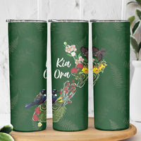 Kia Ora New Zealand Floral Skinny Tumbler Sage Green LT7 - Polynesian Pride