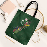 Kia Ora New Zealand Floral Tote Bag Sage Green LT7 Black Strap One Size Sage Green - Polynesian Pride