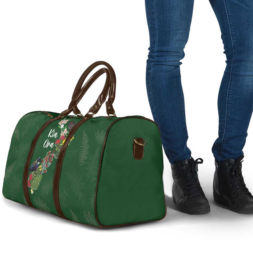 Kia Ora New Zealand Floral Travel Bag Sage Green - Polynesian Pride