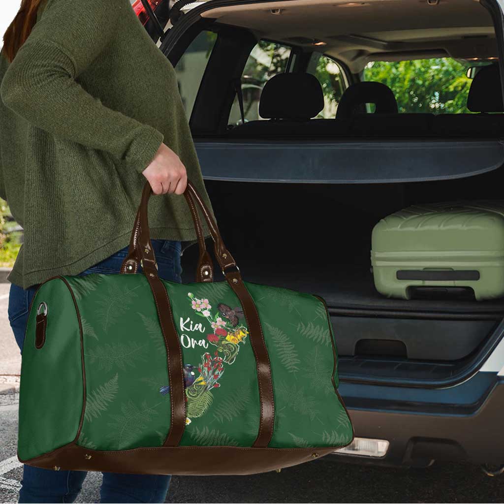 Kia Ora New Zealand Floral Travel Bag Sage Green - Polynesian Pride