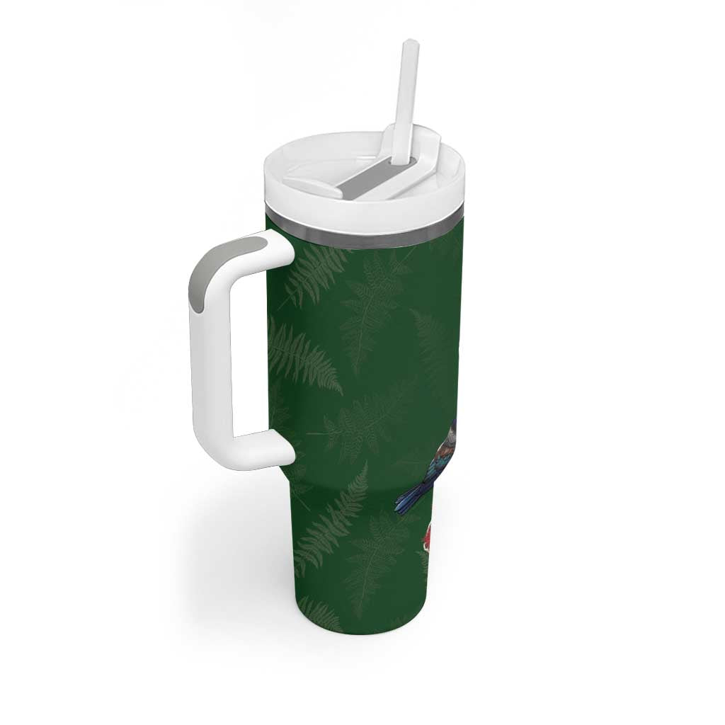 Kia Ora New Zealand Floral Tumbler With Handle Sage Green - Polynesian Pride