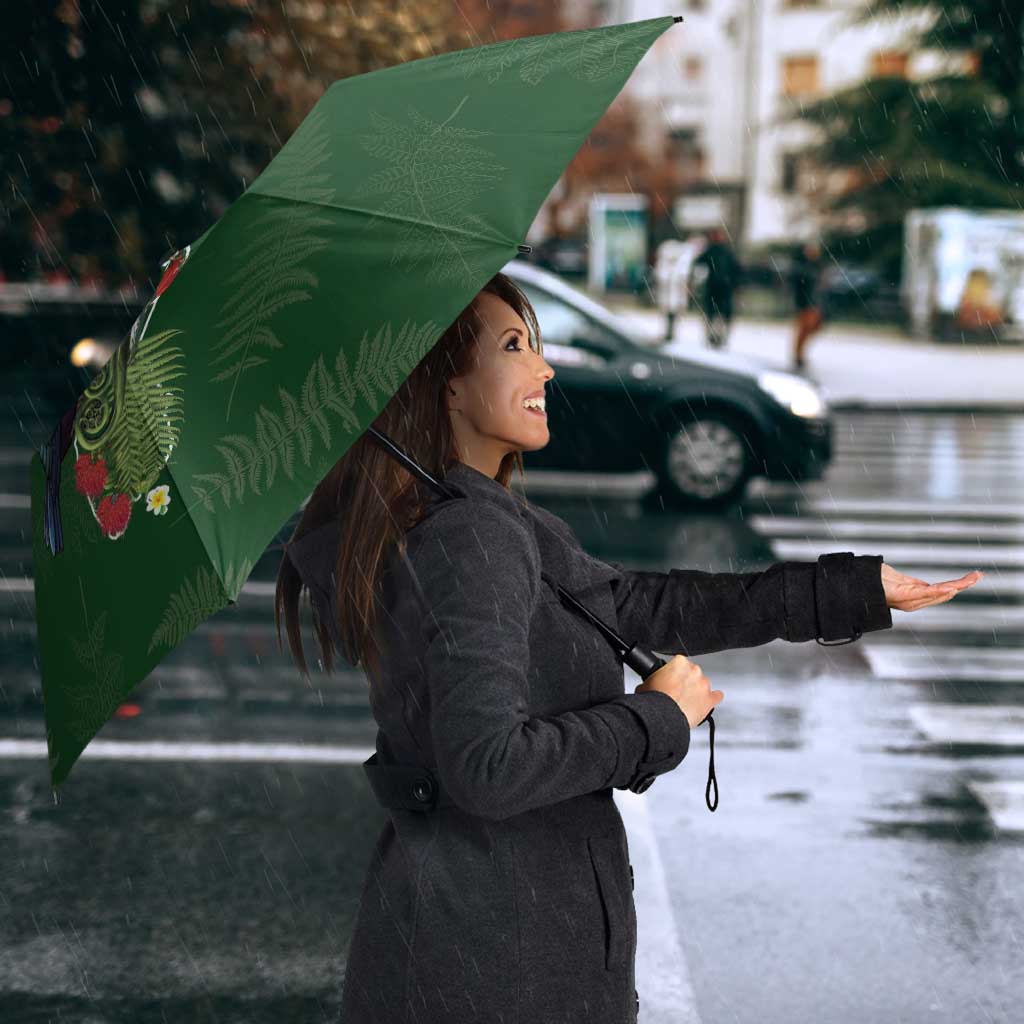 Kia Ora New Zealand Floral Umbrella Sage Green - Polynesian Pride