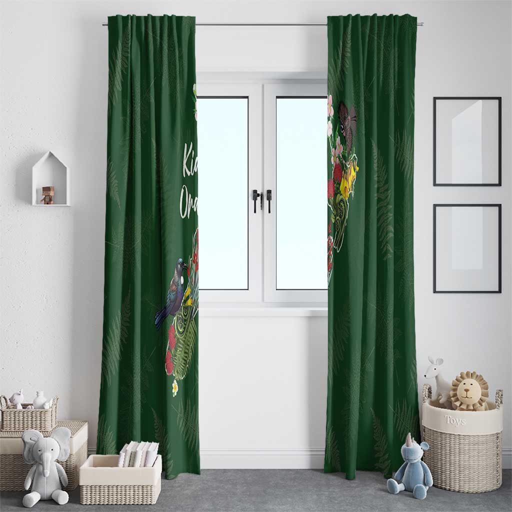 Kia Ora New Zealand Floral Window Curtain Sage Green - Polynesian Pride