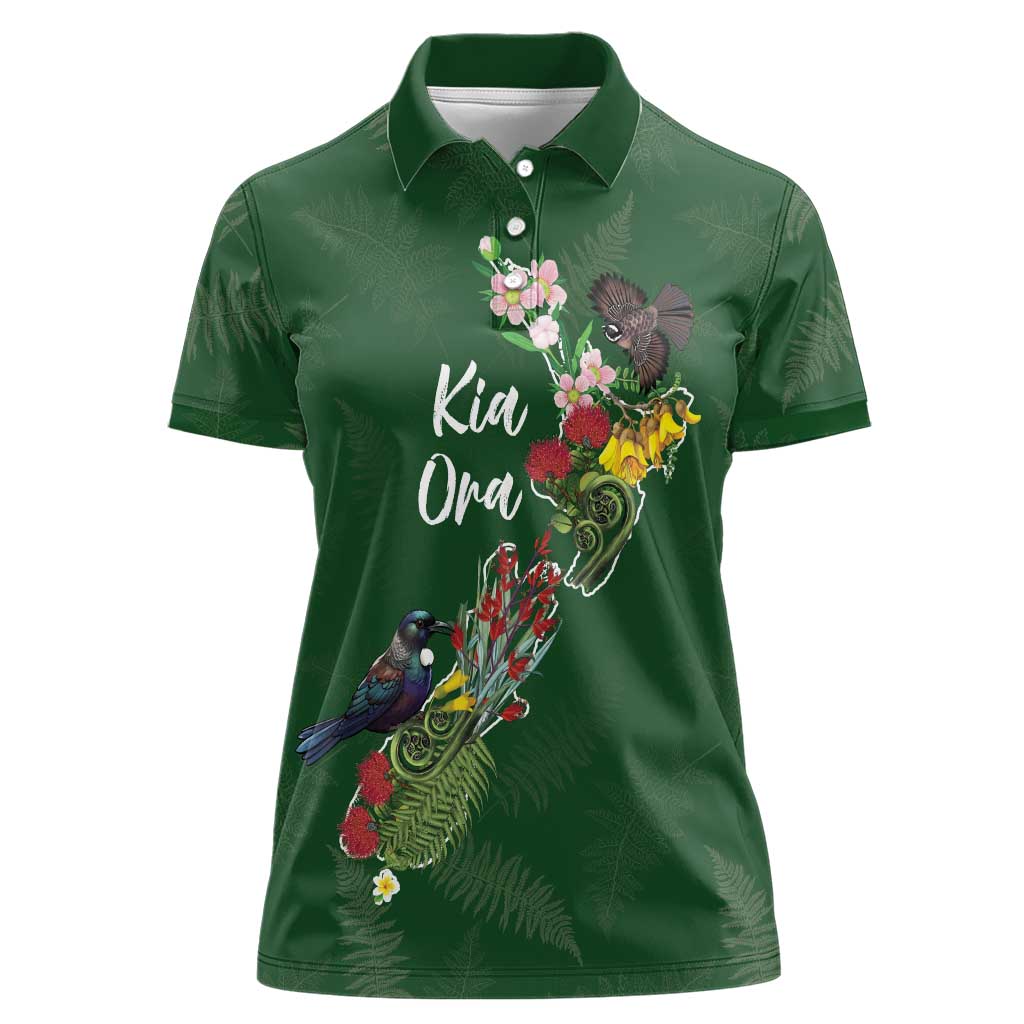 Kia Ora New Zealand Floral Personalized Women Polo Shirt Sage Green LT7 Female Sage Green - Polynesian Pride