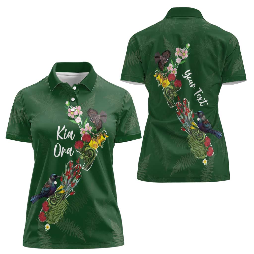 Kia Ora New Zealand Floral Personalized Women Polo Shirt Sage Green LT7 - Polynesian Pride