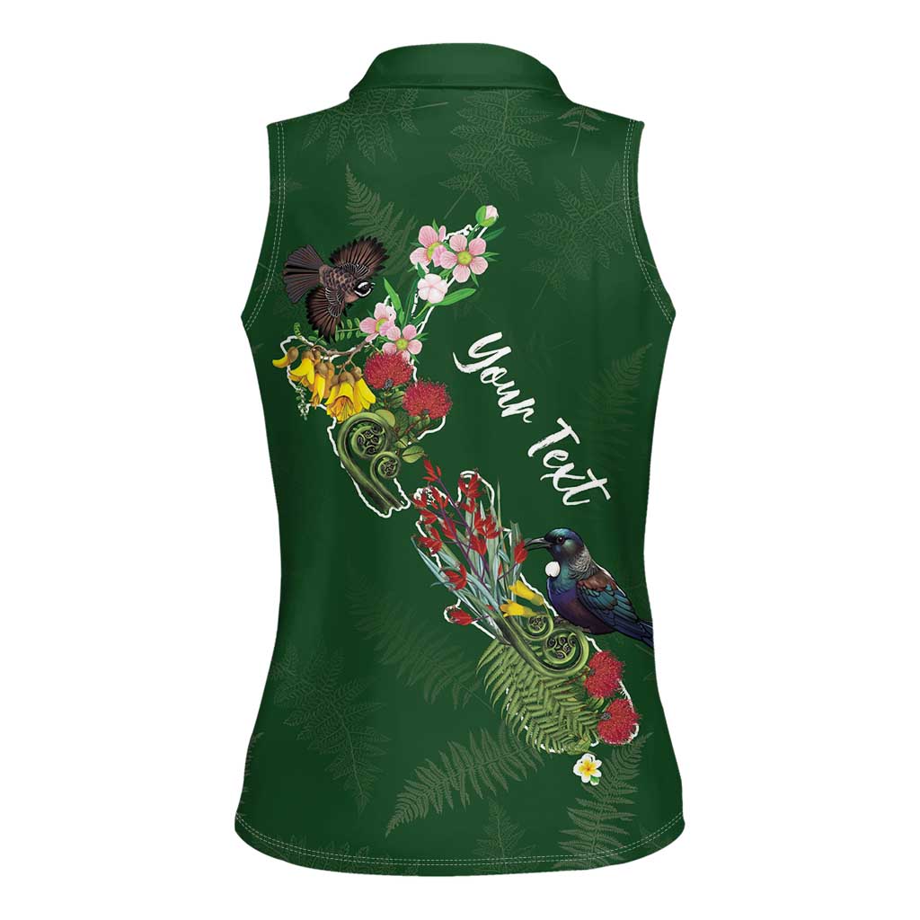 Kia Ora New Zealand Floral Personalized Women Sleeveless Polo Shirt Sage Green LT7 - Polynesian Pride