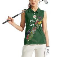 Kia Ora New Zealand Floral Personalized Women Sleeveless Polo Shirt Sage Green LT7 - Polynesian Pride