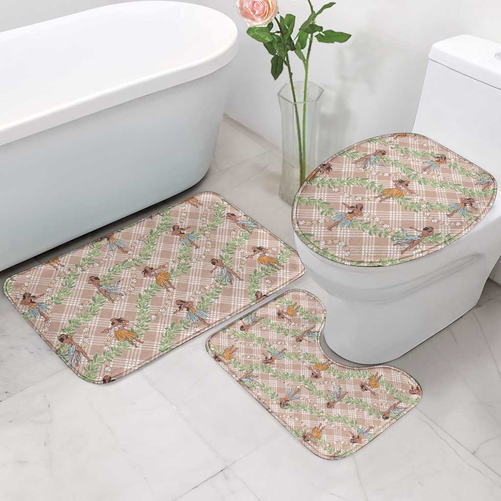 Beige Palaka Hula Girls Seamless Hawaii Aloha Bathroom Set - Polynesian Pride