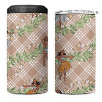 Beige Palaka Hula Girls Seamless Hawaii Aloha 4 in 1 Can Cooler Tumbler LT7 One Size: 16 oz Beige - Polynesian Pride