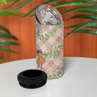 Beige Palaka Hula Girls Seamless Hawaii Aloha 4 in 1 Can Cooler Tumbler LT7 - Polynesian Pride