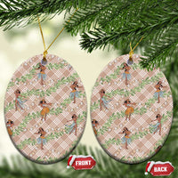 Beige Palaka Hula Girls Seamless Hawaii Aloha Ceramic Ornament LT7 Oval Beige - Polynesian Pride