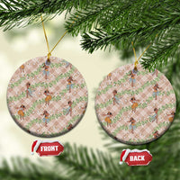 Beige Palaka Hula Girls Seamless Hawaii Aloha Ceramic Ornament LT7 Circle Beige - Polynesian Pride