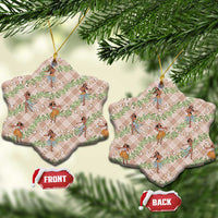 Beige Palaka Hula Girls Seamless Hawaii Aloha Ceramic Ornament LT7 Snow Flake Beige - Polynesian Pride