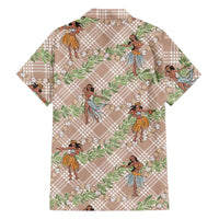 Beige Palaka Hula Girls Seamless Hawaii Aloha Family Matching Mermaid Dress and Hawaiian Shirt LT7 - Polynesian Pride
