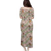 Beige Palaka Hula Girls Seamless Hawaii Aloha Family Matching Puletasi and Hawaiian Shirt LT7 - Polynesian Pride
