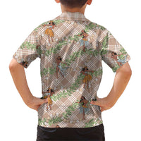 Beige Palaka Hula Girls Seamless Hawaii Aloha Kid Hawaiian Shirt - Polynesian Pride