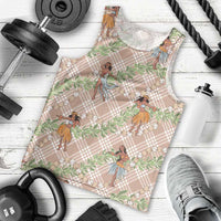 Beige Palaka Hula Girls Seamless Hawaii Aloha Men Tank Top - Polynesian Pride