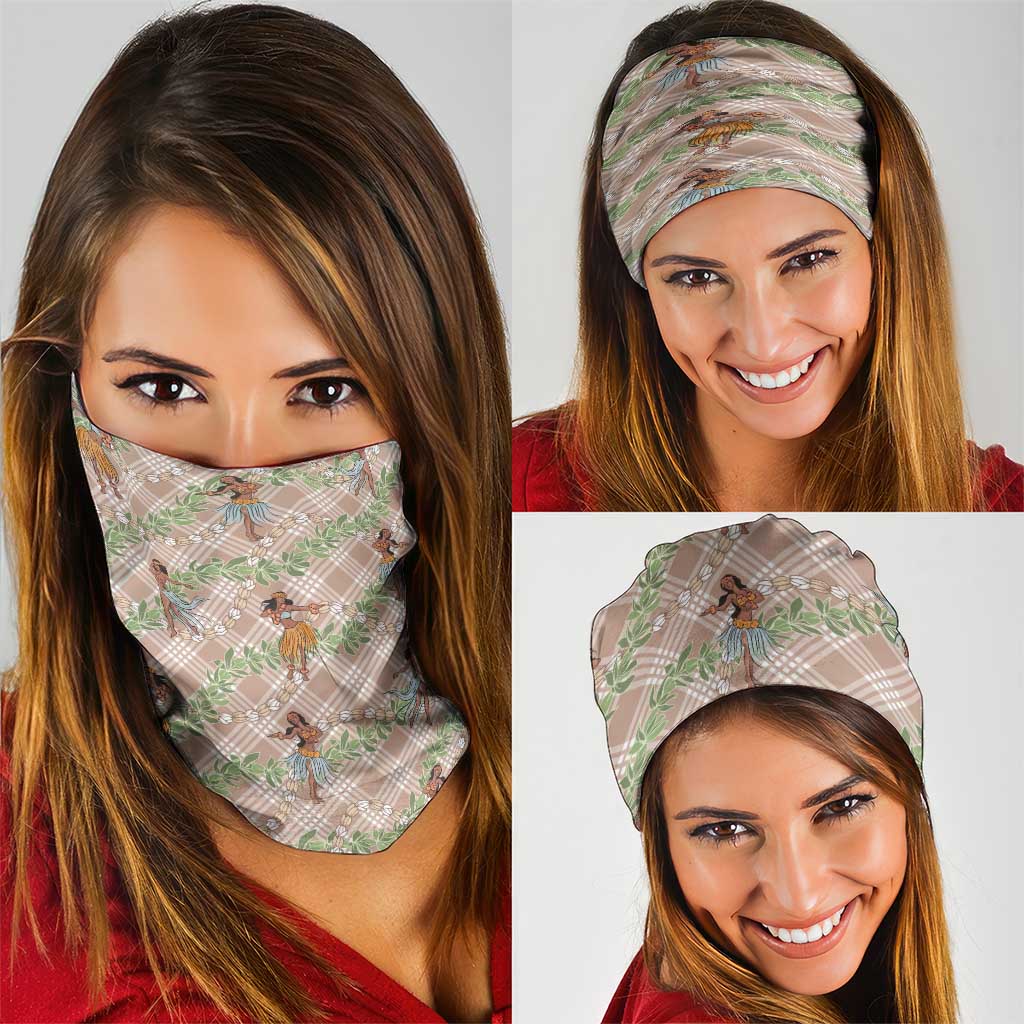 Beige Palaka Hula Girls Seamless Hawaii Aloha Neck Gaiter - Polynesian Pride