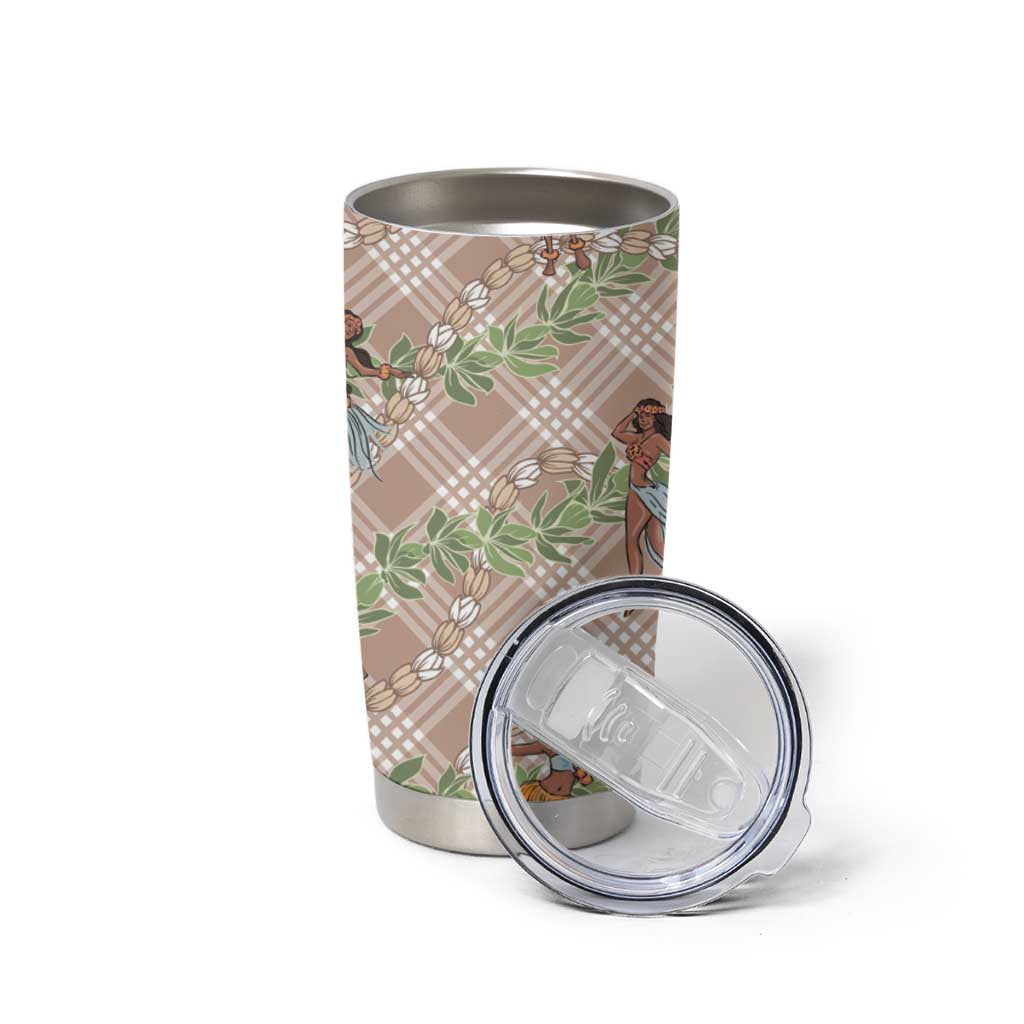 Beige Palaka Hula Girls Seamless Hawaii Aloha Tumbler Cup - Polynesian Pride