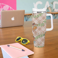 Beige Palaka Hula Girls Seamless Hawaii Aloha Tumbler With Handle - Polynesian Pride