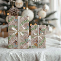 Beige Palaka Hula Girls Seamless Hawaii Aloha Wrapping Paper
