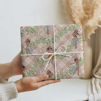 Beige Palaka Hula Girls Seamless Hawaii Aloha Wrapping Paper