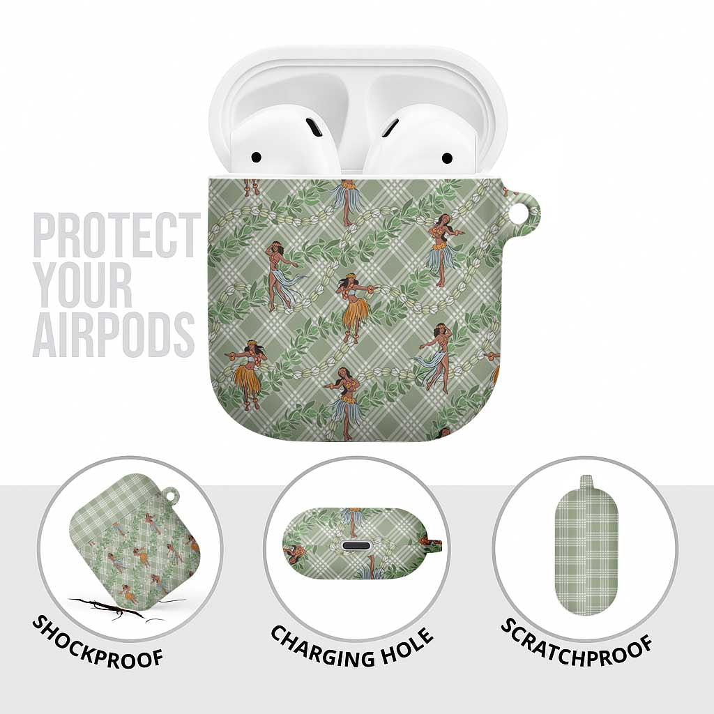 Mint Palaka Hula Girls Seamless Hawaii Aloha AirPods Case - Polynesian Pride