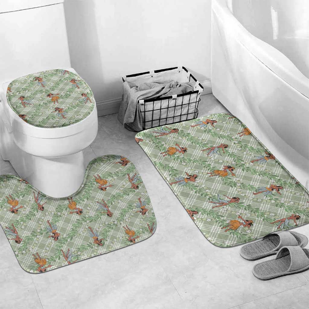 Mint Palaka Hula Girls Seamless Hawaii Aloha Bathroom Set - Polynesian Pride