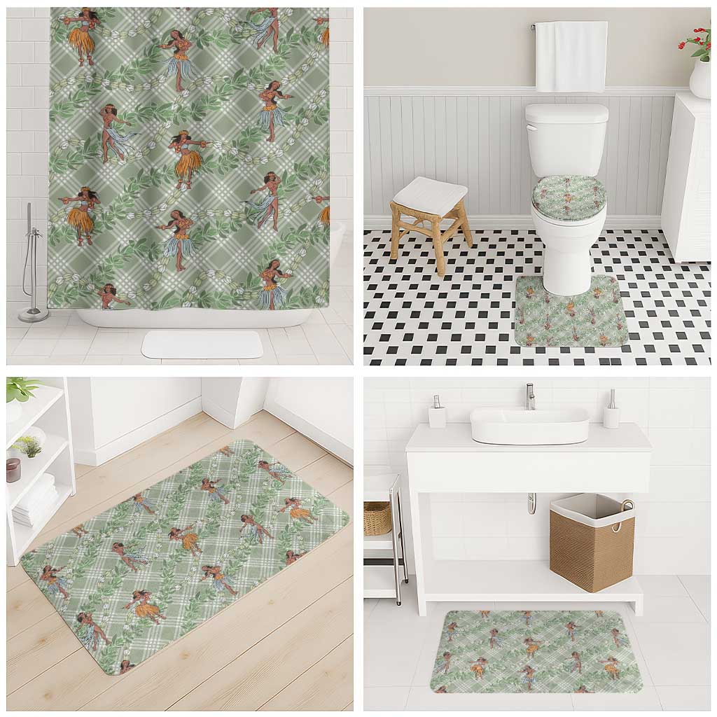 Mint Palaka Hula Girls Seamless Hawaii Aloha Bathroom Set - Polynesian Pride