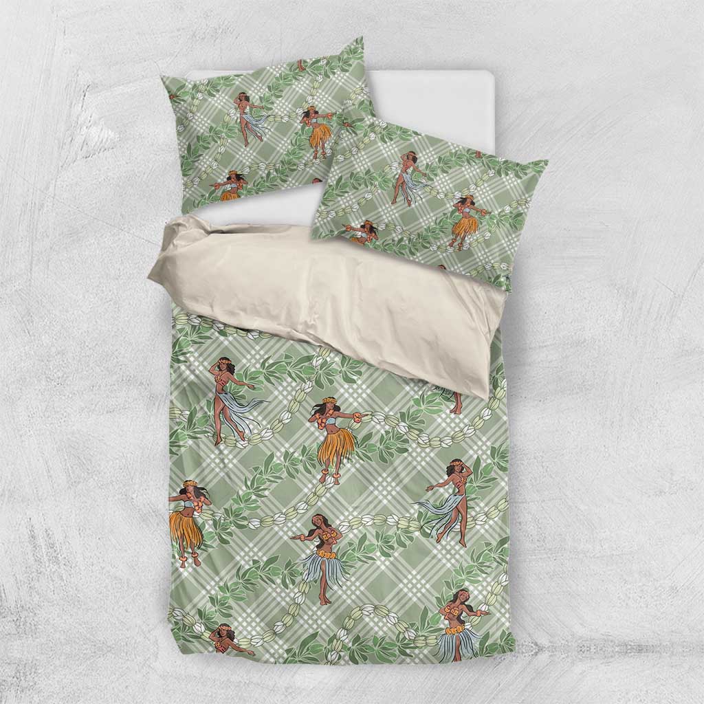 Mint Palaka Hula Girls Seamless Hawaii Aloha Bedding Set - Polynesian Pride