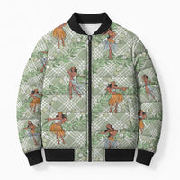 Mint Palaka Hula Girls Seamless Hawaii Aloha Bomber Puffer Jacket LT7 Unisex Mint - Polynesian Pride
