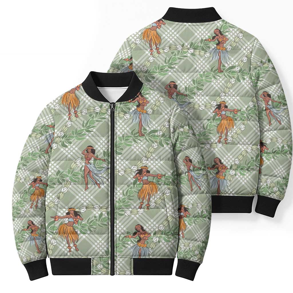 Mint Palaka Hula Girls Seamless Hawaii Aloha Bomber Puffer Jacket LT7 - Polynesian Pride