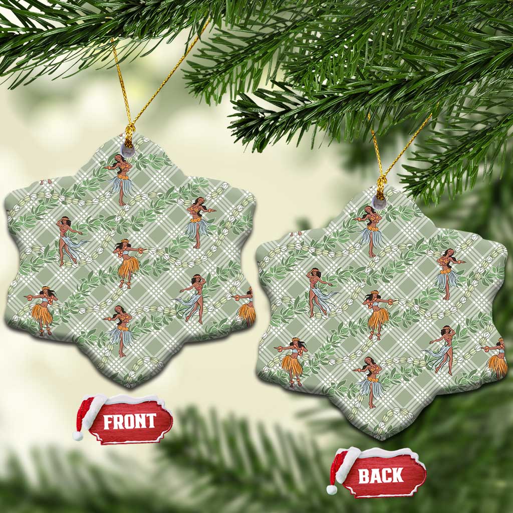 Mint Palaka Hula Girls Seamless Hawaii Aloha Ceramic Ornament LT7 Snow Flake Mint - Polynesian Pride