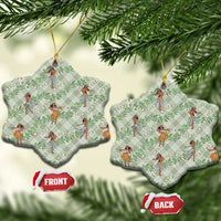 Mint Palaka Hula Girls Seamless Hawaii Aloha Ceramic Ornament LT7 Snow Flake Mint - Polynesian Pride
