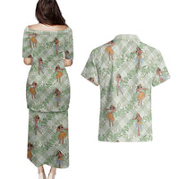 Mint Palaka Hula Girls Seamless Hawaii Aloha Couples Matching Puletasi and Hawaiian Shirt LT7 - Polynesian Pride